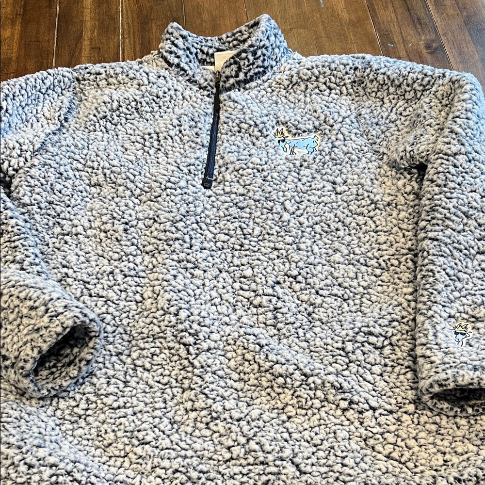 Goat Navy blue Sherpa Quarter-Zip Pullover large